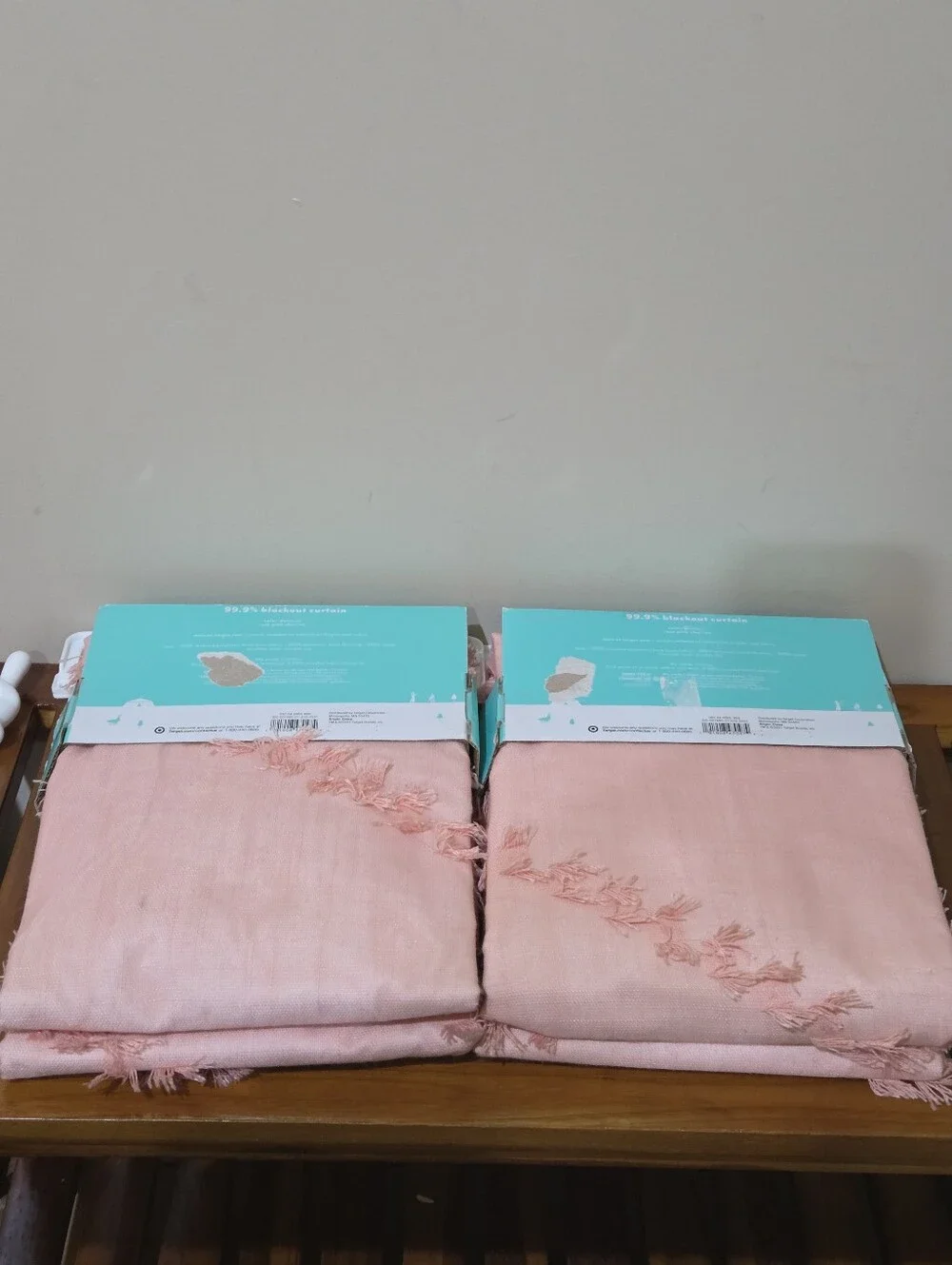 Pillowfort Blush Pink Fringed Window Curtains (2) Panels Size 42
